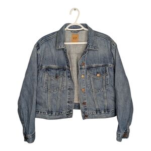 GAP Large Cropped Denim Jean Button Down Jacket